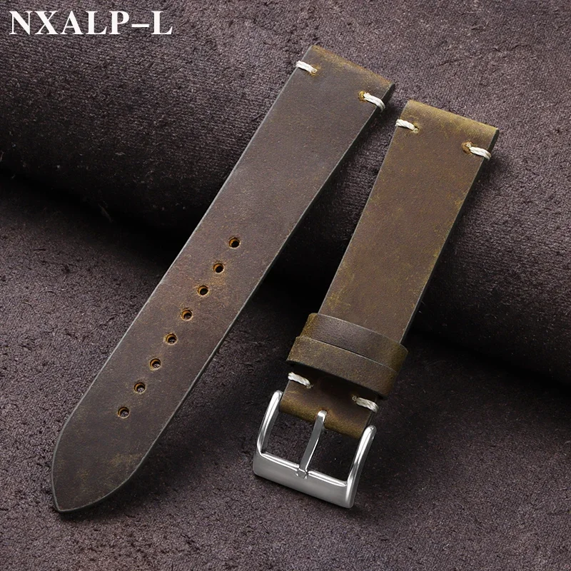 Nylon Nato Strap - Vintage oliewas lederen horlogeband 18mm 20mm