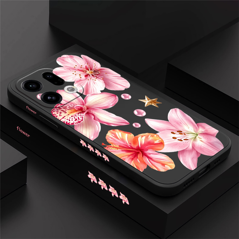 Oppo Reno 12 - Schattige roze lily-bloemen telefoonhoes voor OPPO
