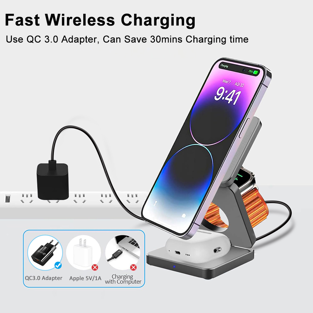 3-in-1 opvouwbare magnetische  - Wireless Charger Watch recensie en prijs